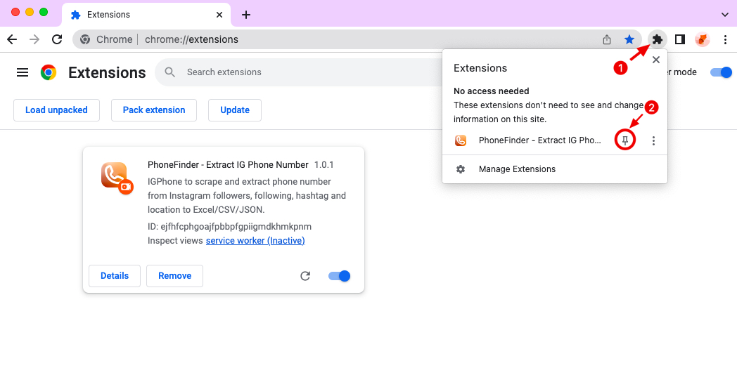 ProductName chrome extension install pin